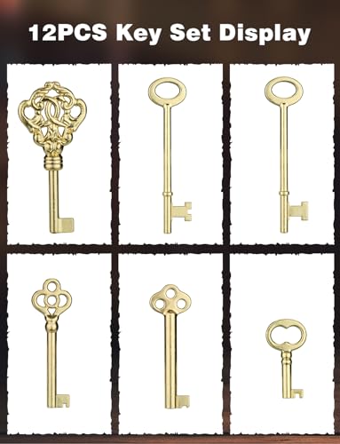 Mellbree Skeleton Key Set for Antique Furniture & Doors - 12-Pack, Model Variations Included (General)