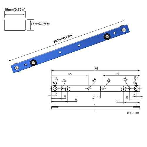 Aluminium Alloy Miter Bar Clamping Tool Slider Table Saw Gauge Rod T-Slot Track Bar Rail for Router Tables and Woodworking,300mm-Blue