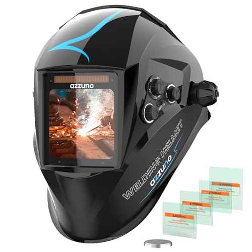 AZZUNO Welding Helmet Auto Darkening, True Color Large Viewing 3.94"¡¿3.82", Solar Powered Welding Hood Mask with Wide Shade 4/5-9/9-13 for TIG/MIG/Stick Weld/Cut/Grind