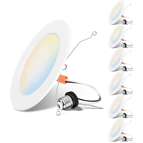 LVWIT 6 Inch Recessed LED Can Lights 5CCT Dimmable White 6 Pack