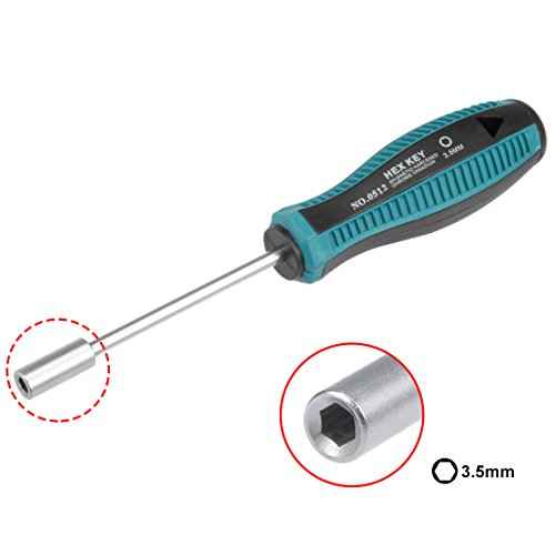 uxcell 3.5mm Non-Magnetic Tip Six Point Hex Nut Driver with 3-Inch Round Shaft