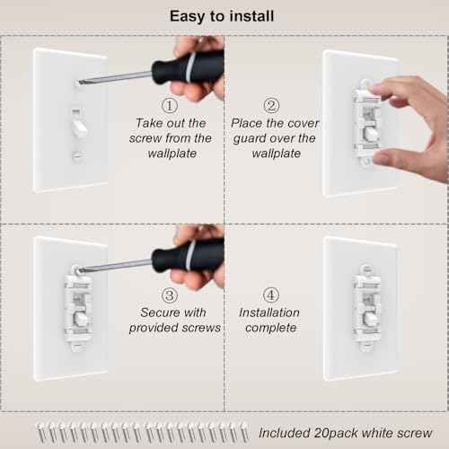 Child Proof Light Switch Cover Guard 10 Pack - Unbreakable Toggle Switch Protector for Kids Safety, Smart Home & Security, 24/7 Protection,White