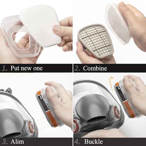 RANKSING Reusable Respirator Full Gas Mask Full 6800 with Filters for Dust, Asbestos, Chemicals while Painting, Spraying