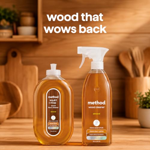 Method Daily Hardwood Cleaner Almond 28 fl oz Pack of 4 – Natural Wood Surface Cleaner