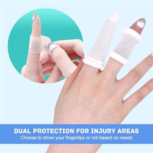 Finger Bandages 30pcs Bobs Thumb Bandage Finger Bandage Tubular White Cotton Finger Cots Finger Stall for Work Kitchen Finger Protection