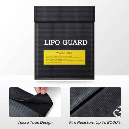 Lipo Safe Bag, Fireproof Explosion-Proof Lipo Battery Bag for Safe Charging and Storage, 2 Packs(black)