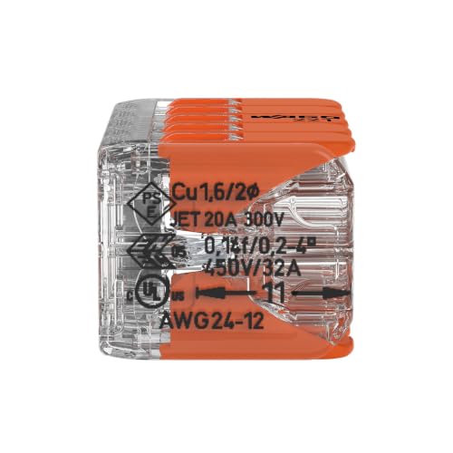 WAGO Lever-Nuts Splicing Connectors 24-12 AWG, Reusable Wire Terminals, Box of 15