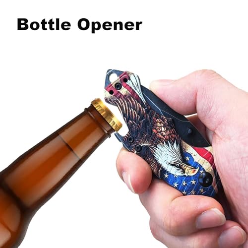 Mini Folding Pocket Knife, Multifunctional Knife with Bottle Opener, Glass Breaker, Light Weight Camping EDC Knife for Men Women