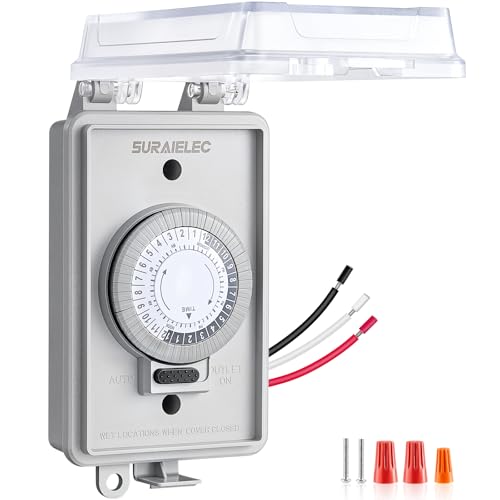 20A Heavy Duty Outdoor Mechanical Timer Switch - 2400W Hardwired Control