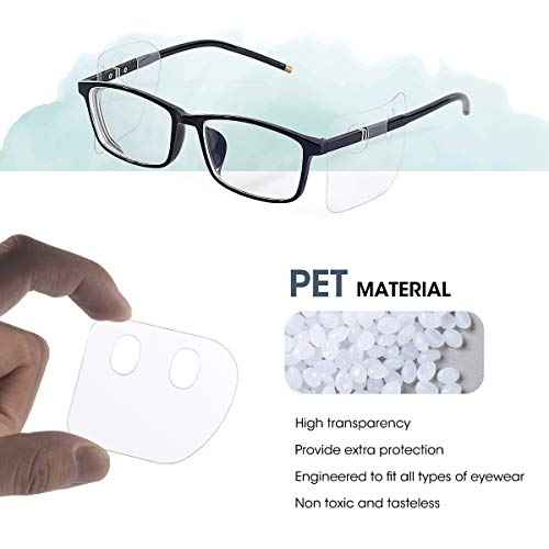Touri 20 Pairs Clear Slip-On Protective Safety Side Shields for Glasses Fits Small to Medium Eyeglasses for Keeping Your Eyes Safe