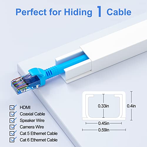 Yecaye Cord Hider 113in White Cable Raceways for Wall & Desk Management