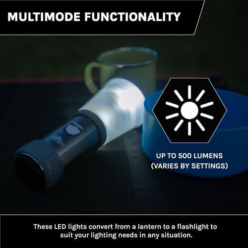 Cascade Mountain Tech 500-Lumen IPX4 Water-Resistant LED Flashlight Lantern with 3 Light Modes for Outdoor and Emergency Use - 3 Pack,Black