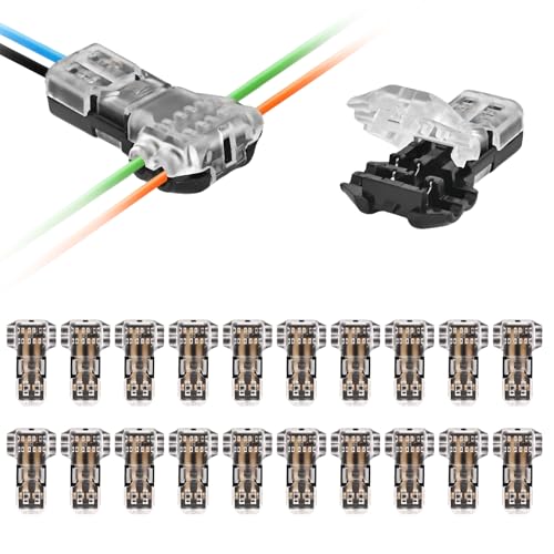 TOKCKYBL 20 Pack 3-Way Wire Tap Connectors - Solderless, 22-20 AWG, No Stripping