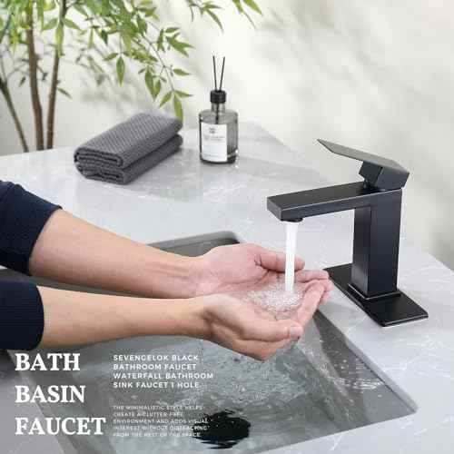 Black Bathroom Faucet Bathroom Sink Faucet SUS304 Stainless Steel for 1 Hole or 3 Holes Sink Single Handle Faucet One Hole with Pop Up Drain with Overflow Modern Vanity Faucets, SF3P-BK