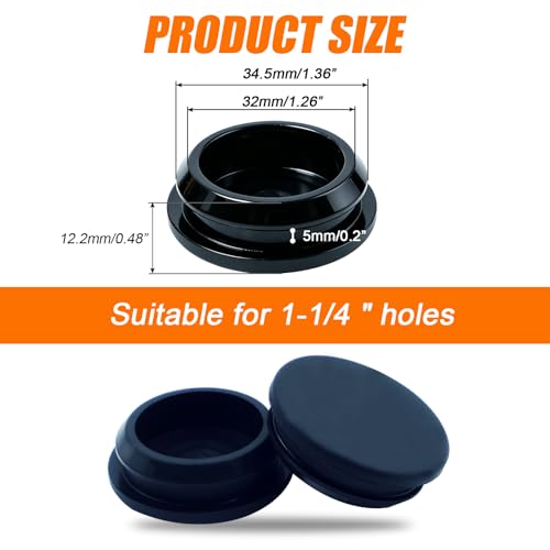 6PCS 1-1/4 Inch (32mm) Silicone Rubber Hole Plugs Waterproof Sealing Caps