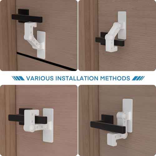 FYY Child Proof Door Lever Lock - 1 Pack Baby Proofing Door Locks for Kids Safety, 3M Adhesive Door Handle Lock Prevent Toddlers from Opening Doors, Adjustable Cabinet Locks Baby Safety Products