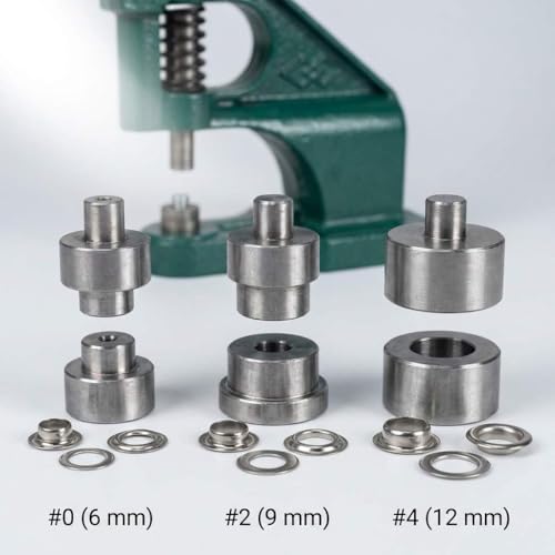 Heavy Duty Hand Press Grommet Tool Kit with 3 Dies & 1500 Silver Grommets for Fabric Leather & Banner