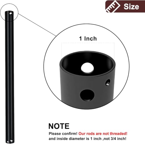 FEHEED 12-Inch Black Ceiling Fan Downrod, 1 ft Unthreaded Extension Rod
