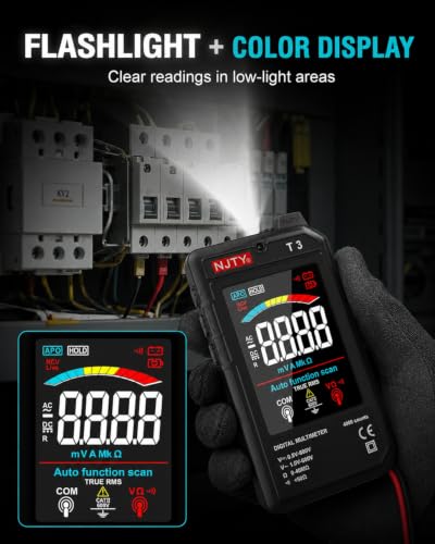 NJTY T3 Auto-Ranging Digital Multimeter Black, Type-C Rechargeable