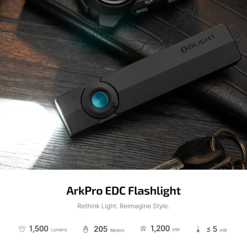 OLIGHT ArkPro EDC Flat Rechargeable Flashlight - Black, Cool White 5700K-6700K, Pocket Size, Multi-Mode, Magnetic Base