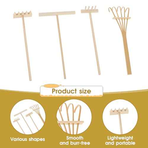 4 Pack Miniature Tabletop Rock Sand Zen Garden Accessories, Mini Zen Garden Rake Tools, Zen Sand Garden Rake Set, Small Rakes for Garden Beds, Mini Sand Stamp Rakes for Home Gift Garden Decor
