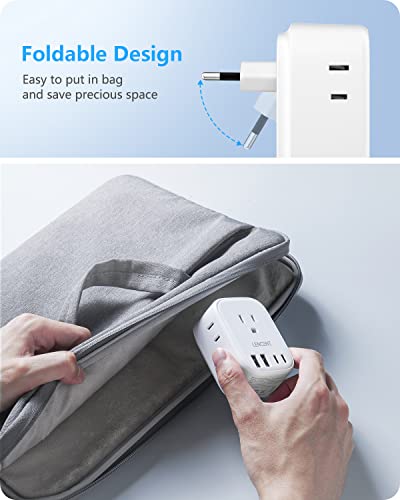 LENCENT European Travel Plug Adapter Type C Foldable 17.5W - US to Europe