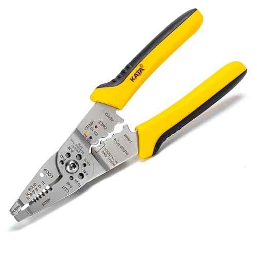 KATA Wire Stripper Tool for Electricians - Professional 8 Inch Wire Stripping Crimping Cutting Plier for 10-22 AWG Electrical Wires - Multipurpose Hand Tool with Non-slip Grip for Cable Strippers