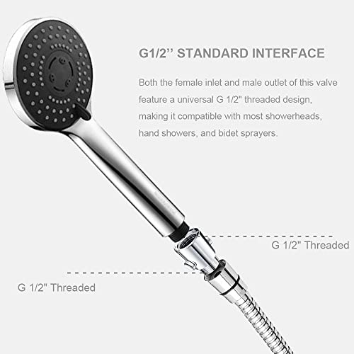 Universal Shower Shut Off Valve G1/2" Push Button Water Flow Control for Shower & Bidet