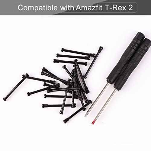Compatible with Amazfit T-Rex 2/T-Rex 2 Pro Screw Rod Accessory, 2Pcs Stainless Steel Link Bar Replacement Screws with 2Pcs Screwdriver Removal Tool for Amazfit T Rex 2 Accessory (Black)