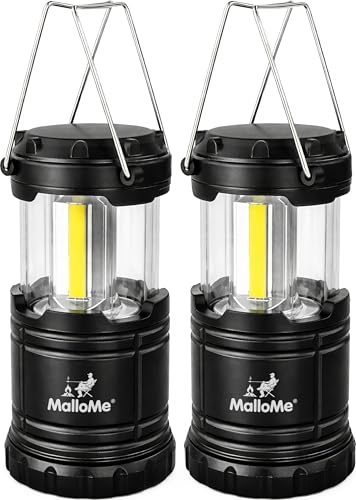 2 Pack Small Camping LED Lanterns - 300 Lumens, Battery Operated, Collapsible Tent Lights for Camping, Emergency, Power Outages