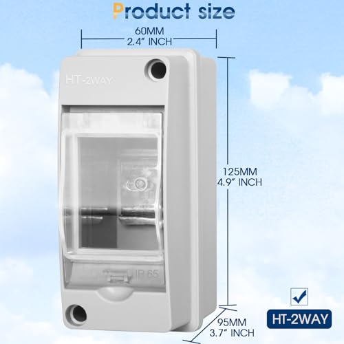 XINYIELE Waterproof Distribution Protection Box 2-Way IP65 ABS Plastic Circuit Breaker Enclosure HT-2WAY