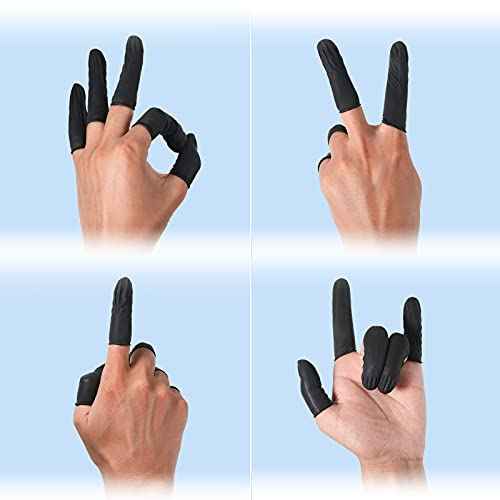 400 Pcs Disposable Latex Finger Cots Protective Fingertips Gloves Black Finger Sleeves Protectors for Industrial, Beauty and More, 2.4 x 0.8 Inch