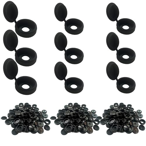 150 Pcs 3 Sizes Screw Cover Caps, Smooth Plastic Caps for Covering Screw Nail Hole, 3 Sizes (Hole Diameter 4mm, 5mm, 6mm)(Black)