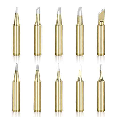 Soldering Iron Tips 900M Solder Lead-free Tips 10pcs for HAKKO 936,937,907 Atten, Quick,Ryobi, Aoyue, Yihua,Vastar,Sywon,Tabiger,SOAIY and X-Tronic Solder Gun/Station (Gold)