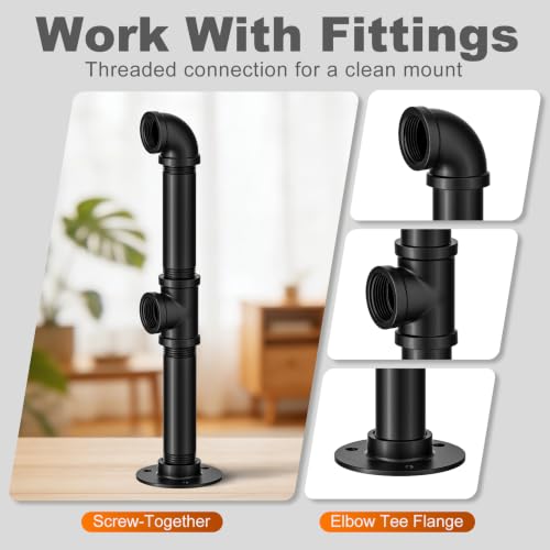 XinDoingNow Black Iron Pipe 1/2x12 Inches, 2-Pack Industrial DIY Decor