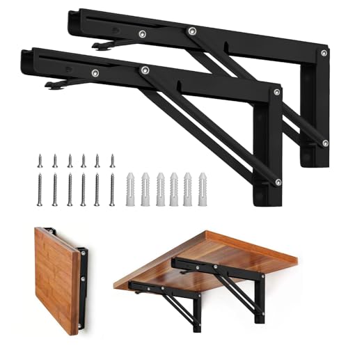 Storystore 10-Inch Folding Shelf Brackets, 2 Pack Space-Saving Support