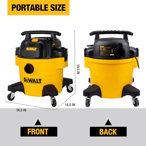 DeWalt 6 Gal 4 HP Wet Dry Shop Vacuum with Blower - Portable Heavy Duty Cleaner