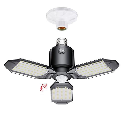 Craftersmark 80W Motion Sensor Garage Light with Dusk to Dawn, 1 Pack, Screw-In