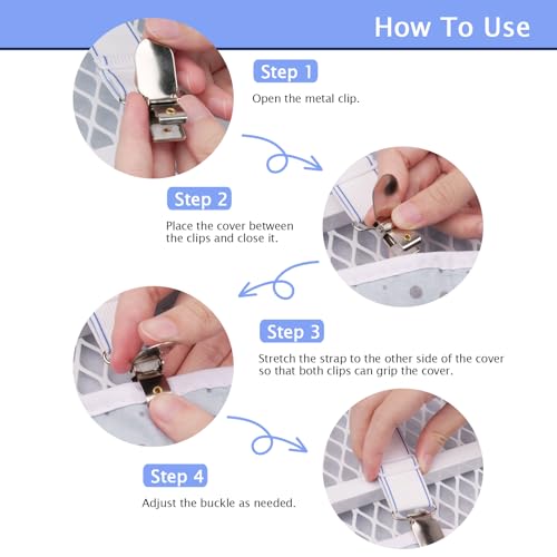 SheeChung Ironing Board Cover Clips, Set of 4, White Universal