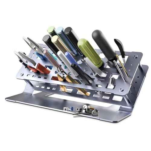 Screwdriver Rack, Small Tool Storage Holder for Desk Top, Work bench Organizer, Aluminum Alloy, Dark Grey