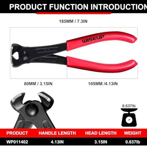 WISEUP Nail Puller, 7-inch Black Finish Chrome Vanadium Steel Carpenter's Pliers,End Cutting Pliers, for Staple Remover Tool or Flooring Installation Tools (7 inch)