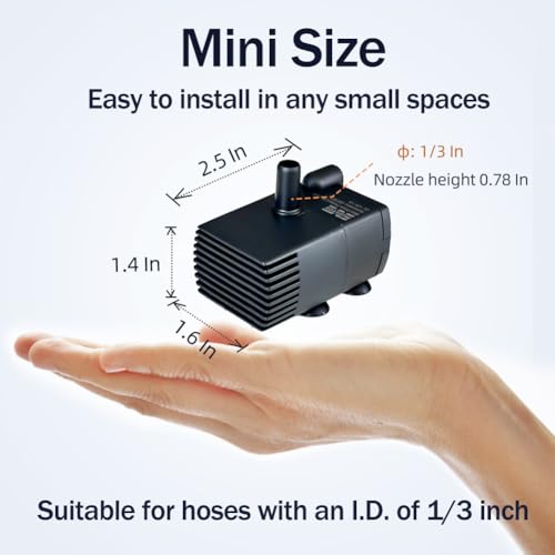 Black Mini Sump Pump for Condensate Removal, 5 FT Lift, 55 GPH, Auto Float Switch