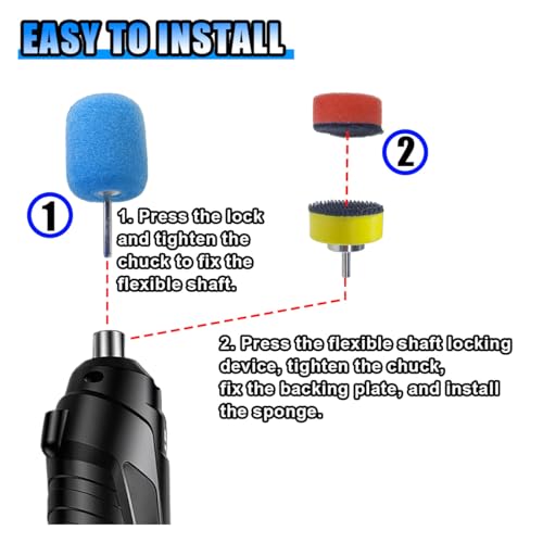 16PCS Mini Buffing Polishing Pads Kit, Yellow Sponge Detail Polisher Pads for Rotary Tools & Tight Areas, Wheel Hub Cleaning Tool, Compatible with Glass, Stainless Steel, Plastic, Ceramic