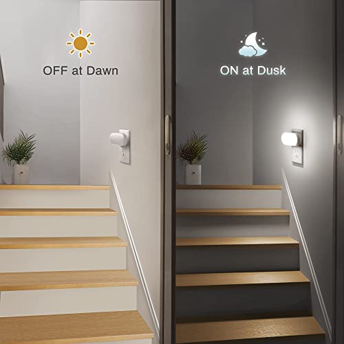 DORESshop LED Night Light 2 Pack Dusk to Dawn Wall Plug-in with Dimming, Daylight White