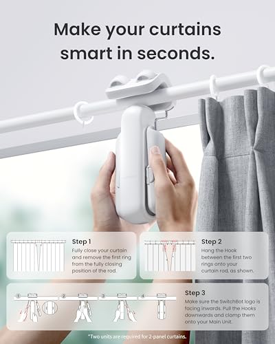 SwitchBot 2025 Automatic Curtain Opener for Double Side with Remote - WiFi & App Control, Hub Compatible, Upgraded Version