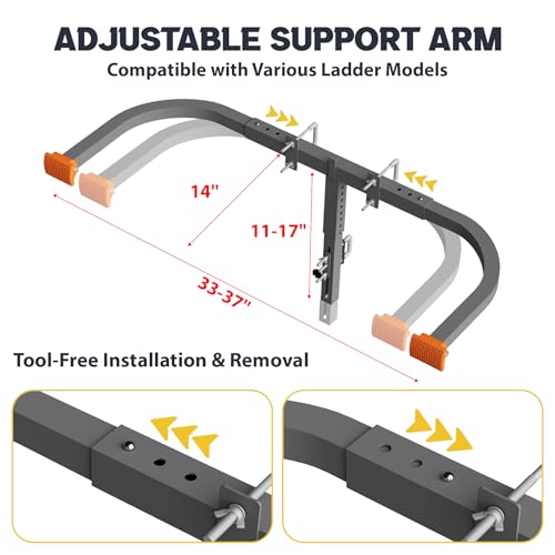 Gray Steel Ladder Stabilizer for Extension Ladders Roof Gutters Support Startingtool