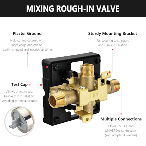 RJDIBAN Shower Valve for Delta R10000-UNWS - Tub & Shower With Stop, 4 Port Brass