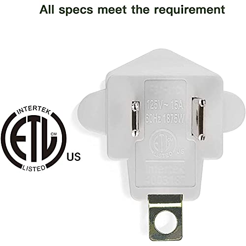 JACKYLED 4-Pack Fireproof 3 Prong to 2 Prong Electrical Adapter, Ivory White