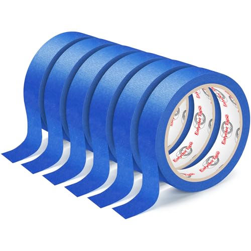 6 Rolls Blue Painters Tape, Premium Masking Tape, Paint Tape for Multi-Purpose, Painting, DIY Crafts (0.94-Inch x 22-Yard) Protects Surfaces, Easy Removal, Total 132 Yds
