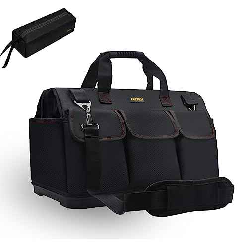 FASTECH 20-inch Heavy Duty Bottom Tools Bag with Wide Mouth for Tool Storage, Carrier and Organizer, Tool Bag for Men, Wide Mouth Tool Bags with Inside Pockets (20 Inch)
